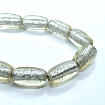 Perle di Resina CILINDRO Irregolare Foglia argento 24X16 mm - Sarobidy
