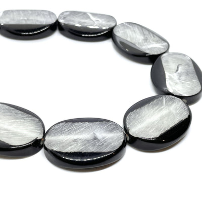 Perle di Resina Ovale Grigio Nero 30mm x 20 mm - Sarobidy